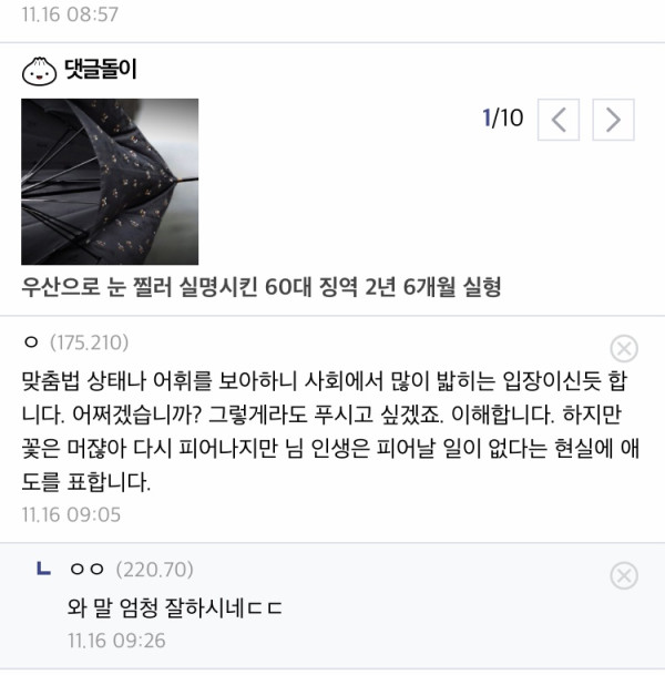 차분히 충고해주는 댓.